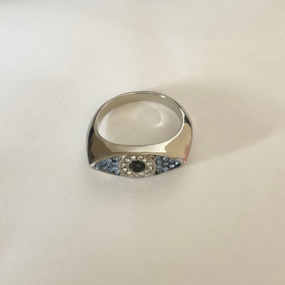 Boho Silver Evil Eye Rhinestone Ring - Picture 4 of 4